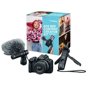 Aparat Foto Mirrorless Canon EOS R50 & RF-S 18-45mm f/4.5-6.3 IS STM - Content Creator Kit, Black