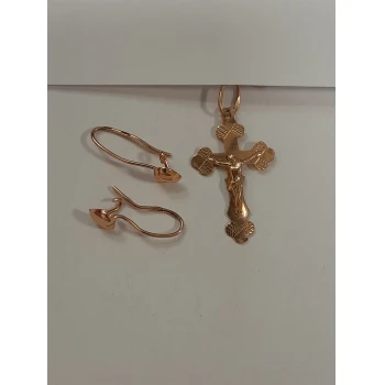 Set cercei | cruce din aur proba 585* 1,76 gr