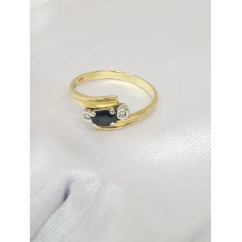 Inel din Aur cu Diamante si safir Proba 750* 3.08 gr