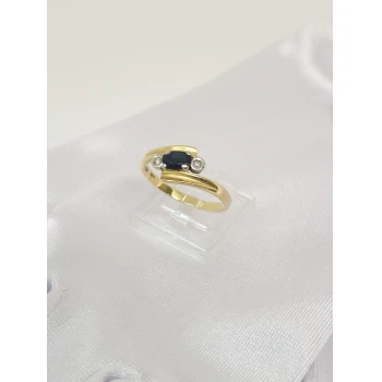 Inel din Aur cu Diamante si safir Proba 750* 3.08 gr