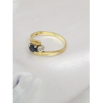 Inel din Aur cu Diamante si safir Proba 750* 3.08 gr