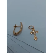 Cercel + Cruce Din Aur Proba 585* 1.02 gr