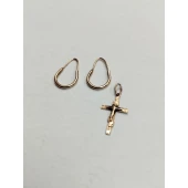 Cercei / cruce din aur 585 Masa 2.86 Gr