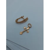 Cercel + Cruce Din Aur Proba 585* 1.02 gr