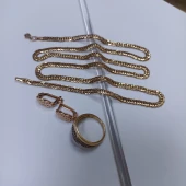 Inel cu Lanţ și Cercei din aur proba 585* 11.49 gr
