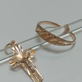 Inel și Cruce din aur * Proba 585 *Masa 2.09g