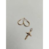 Cercei / cruce din aur 585 Masa 2.86 Gr