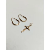 Cercei / cruce din aur 585 Masa 2.86 Gr