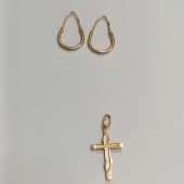 Set Cercei +Cruce din Aur 585*  2.86 GR