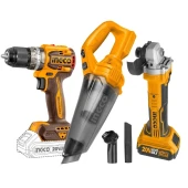 Set Ingco Surubelnita fara fir,Polizor Unghiular ,Aspirator